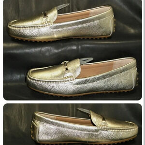 Lauren Ralph Lauren Briony Women's Gold Pebbled Leather Driving Loafers size 6B